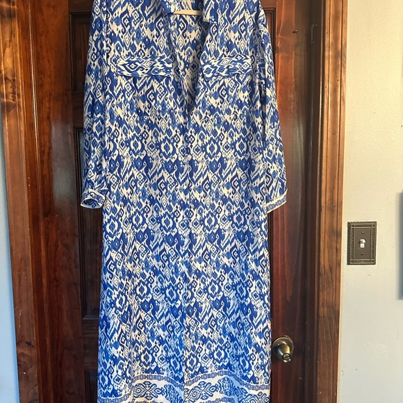Zara Indigo and Ivory Patterned Dress - Picture 1 of 4